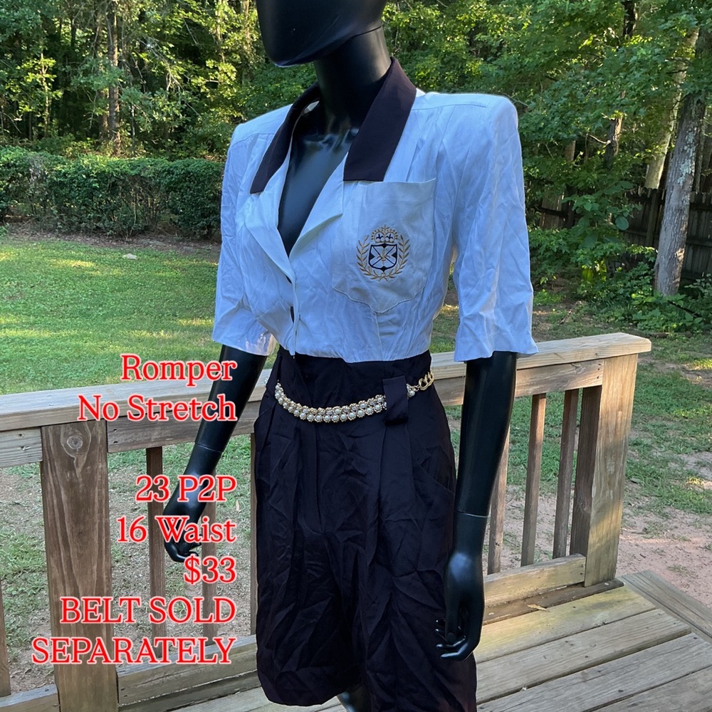 Black and White Romper with Embroidered Patch